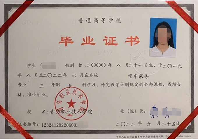 铁锋青岛职业技术学院毕业证样本图片